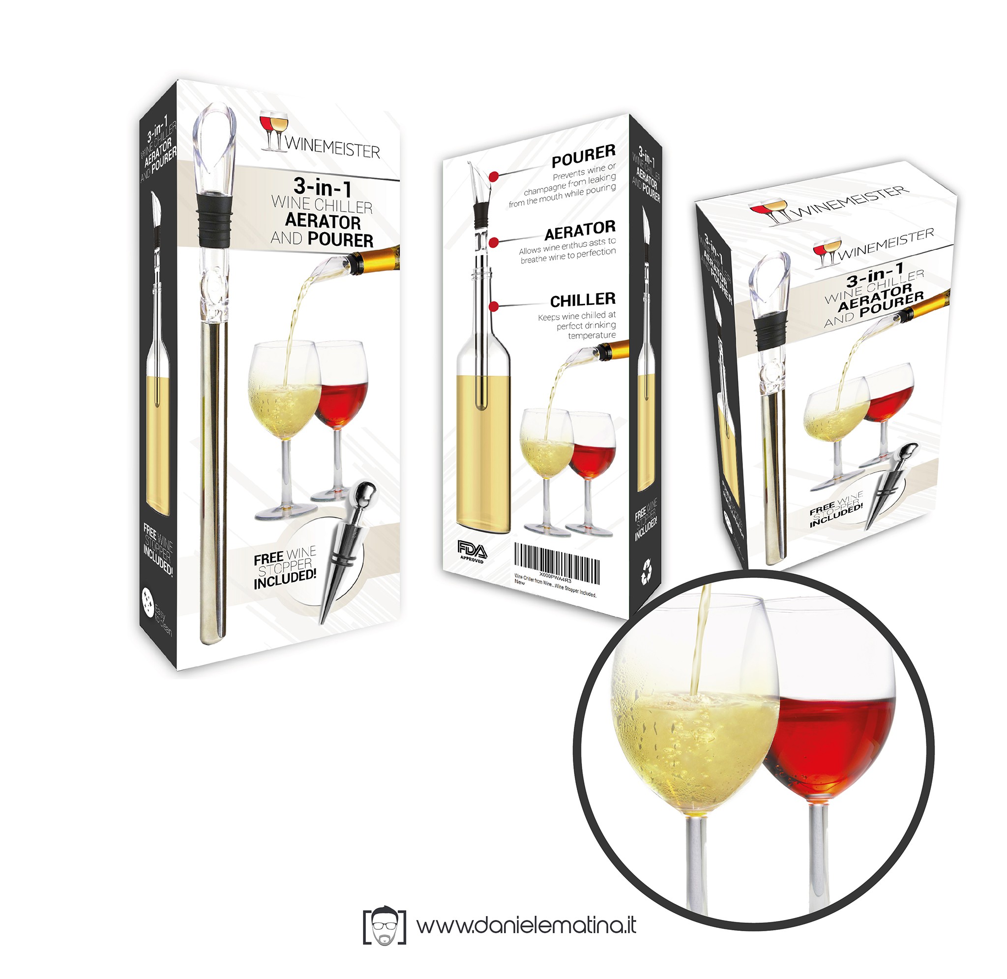 Wine Chiller, aerator and purer box design.