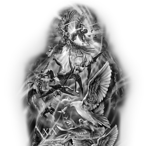 Full sleeve tattoo illustration