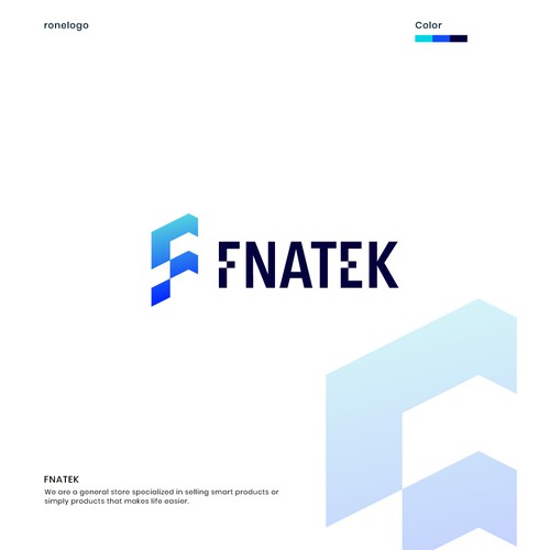 F + Arrow upward Simple Logo Design Proposal for Fnatek