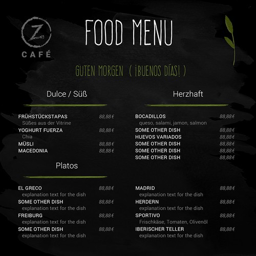 Food & Drinks Menu for Spanish Restaurant