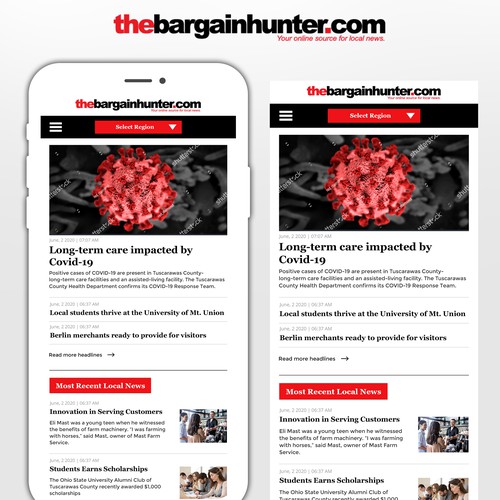 Clean, modern news website redesign - Mobile Web Version