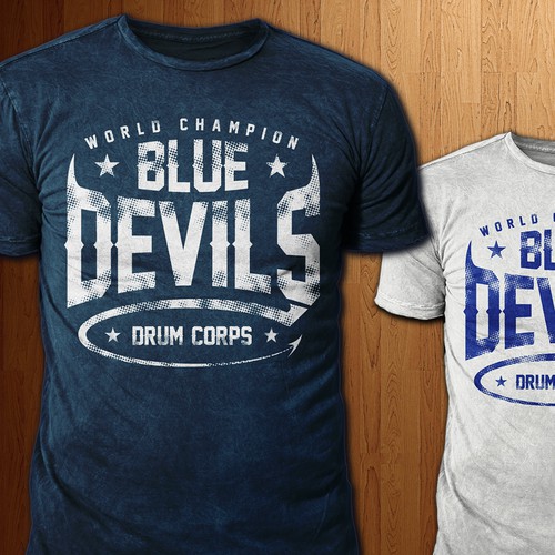 Create a new tshirt design for the World Champion Blue Devils Drum Corps
