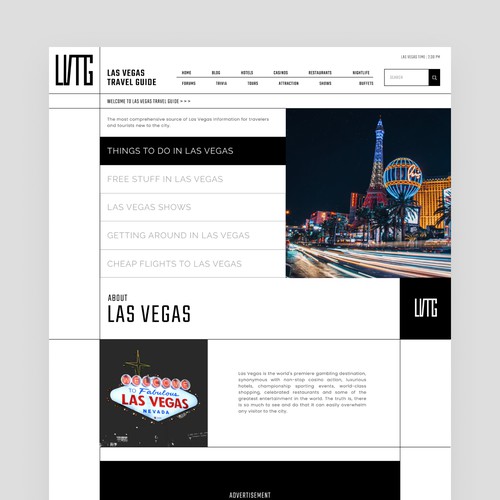 The Las Vegas Travel Guide Landing Page Design