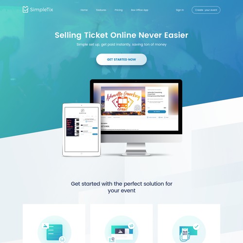 Homepage for Event management company