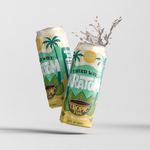 Tropical and playful kratom drink packaging design