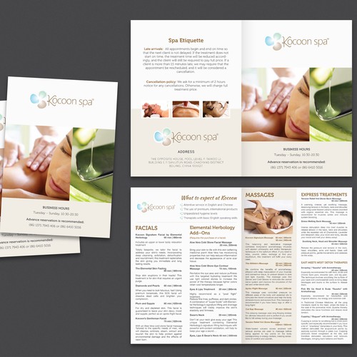 create a menu for the spa of the luxury boutique hotel The Opposite House in Beijing