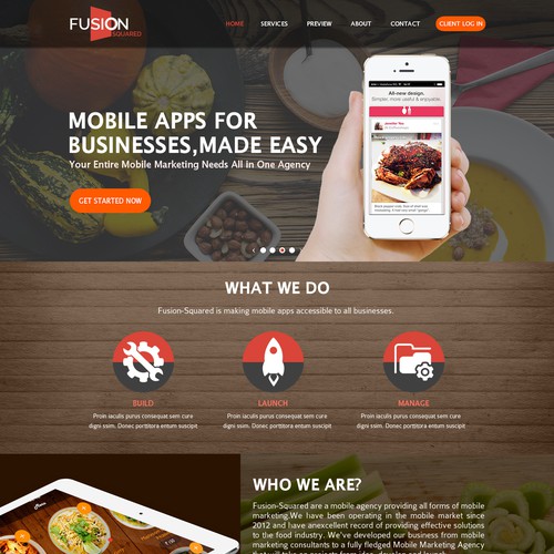 mobile app company for food & restaurant apps needs new website