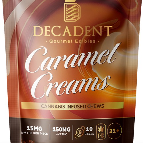 Packaging for Cannabis Infused Chews, Caramel Cream Flavor