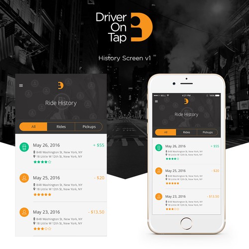 DriverOnTap Ride History