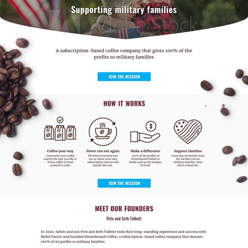 Landing page for coffee