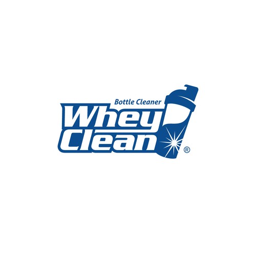 Create a clean and edgy logo for start up sports nutrition bottle cleaner WheyClean