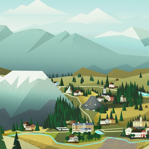 Illustrated Austrian Landscape