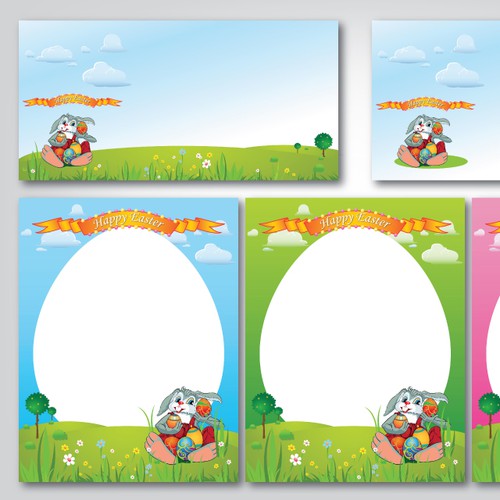 Easter Bunny Letter and Envelope Illustration