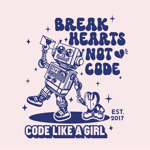Retro T shirt Design for Code like a girl Tee Design