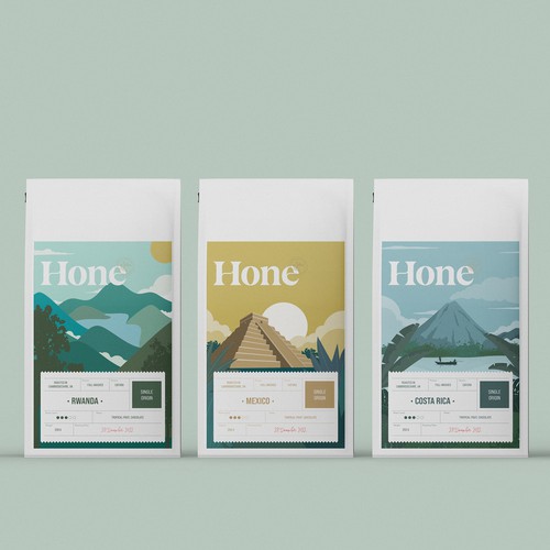 Coffee Bag Label Design for Hone Foods