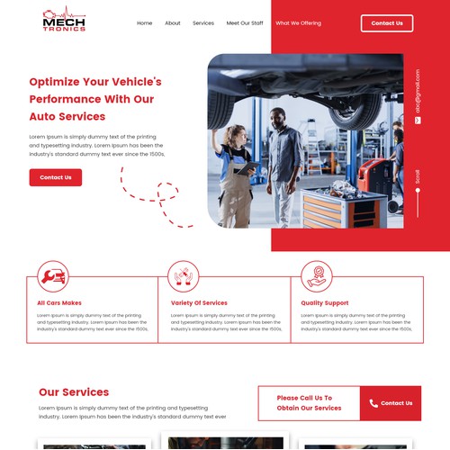 car auto services landing page