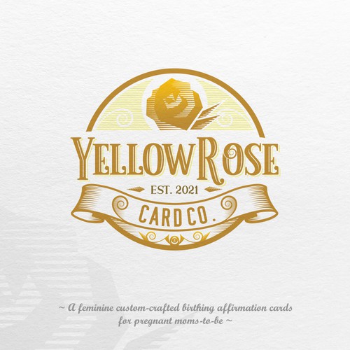 Vintage logo design with a yellow rose