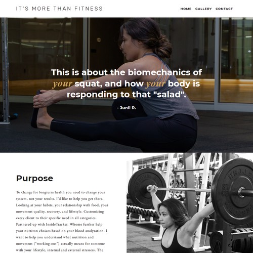 Squarespace website for It's More Than Fitness