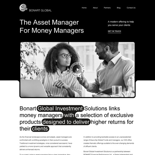 Crafting a Black and White Homepage for a Financial Services Company