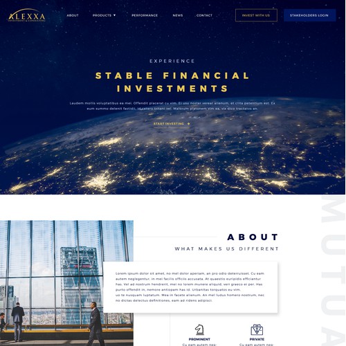Web design for an international financial firm