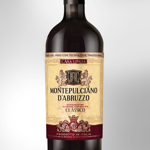 Vintage Label for Italian wine Montepulciano D'Abruzzo