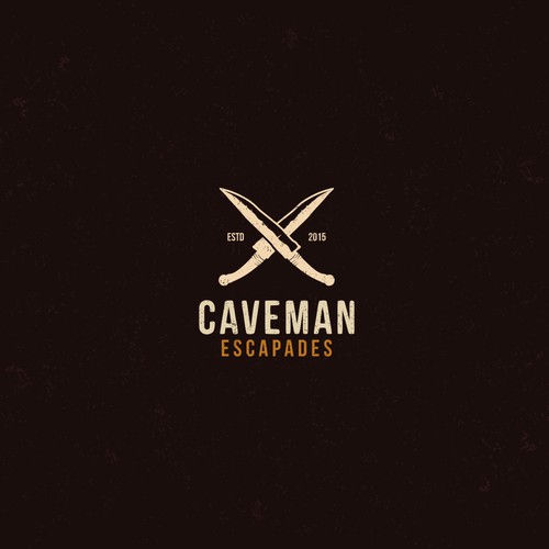 Create a logo about adventures in cooking for Caveman Escapades