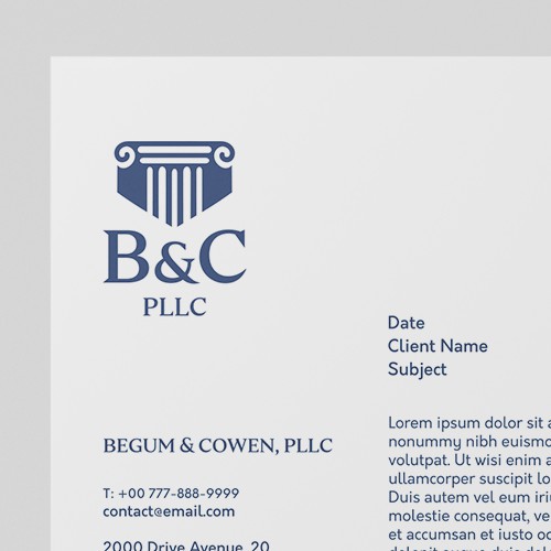 Letterhead for "attorney&law"