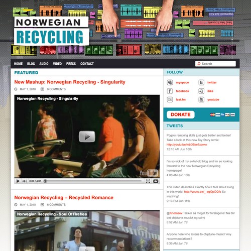 Homepage for mashup-artist Norwegian Recycling