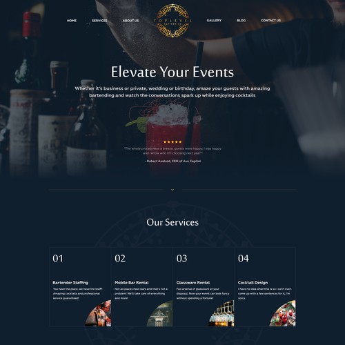 Elegant bartending website