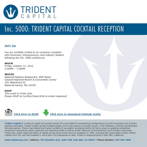 New card or invitation wanted for Trident Capital