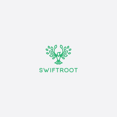Uplifting bird and tree design for Swiftroot technology company 