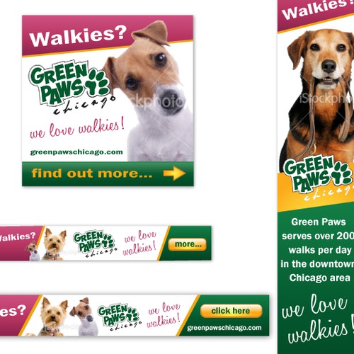Banner ad designs for dog walking service