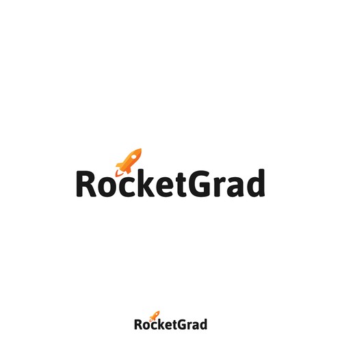 Create a fun, modern logo for RocketGrad, a startup launching in 3 weeks