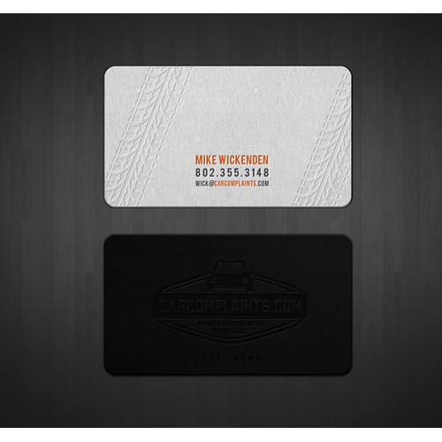 CarComplaints.com business card (stainless steel? letterpress?)