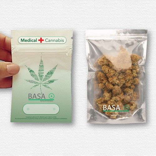 I Create a branded mylar bag for a cannabis delivery service.