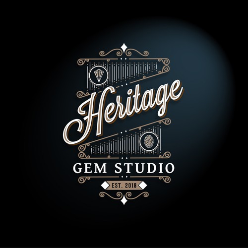 Vintage logo for a precious gem's sales studio.