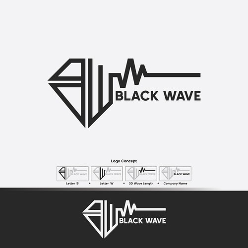 Letter BW - Black Wave Logo 