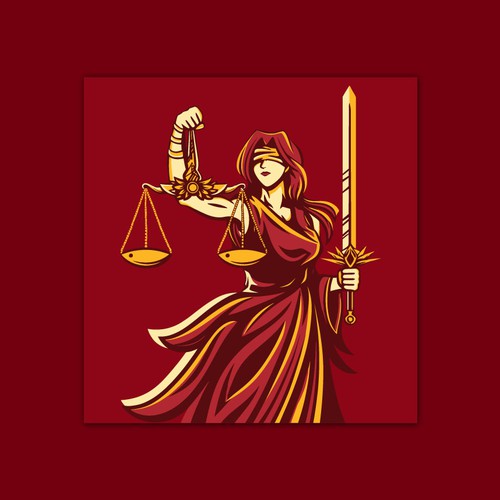 Modern Lady Justice Illustration for Boutique Defense Firm