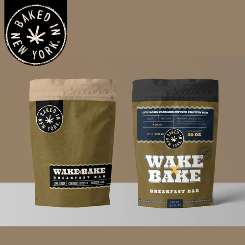 Wake and bake breakfast bar package lable design