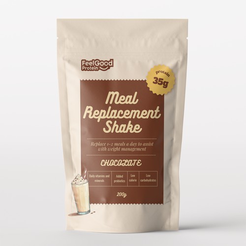 Retro Modern Packaging for Meal Replacement Shake Supplement