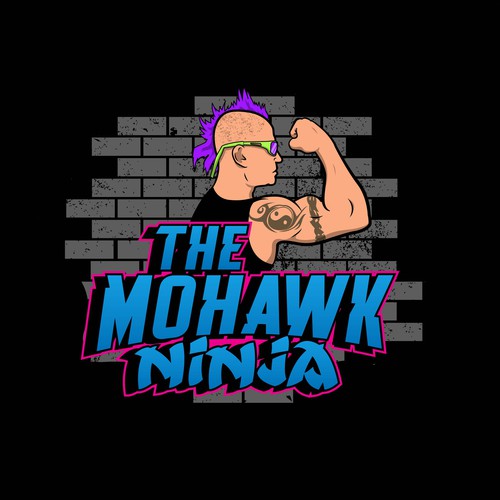 Ninja warrior mascot logo.