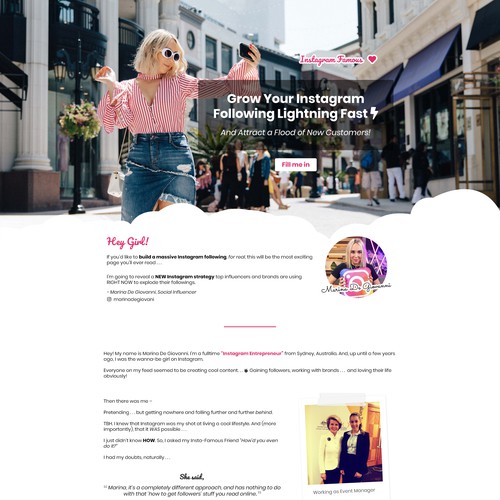 Sales Page Design for Instagram Influencer