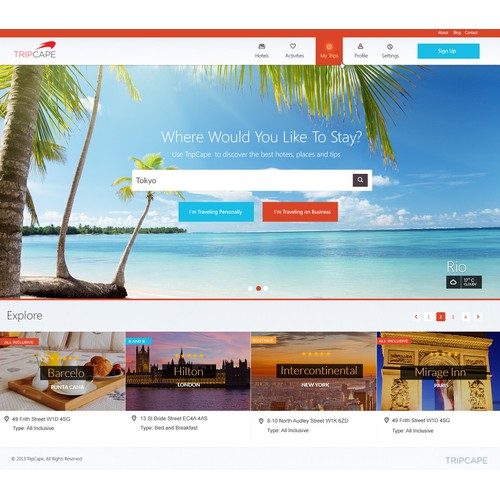 Exciting new TRAVEL website for Tripcape