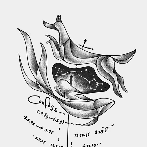 Pisces and Dog Tattoo