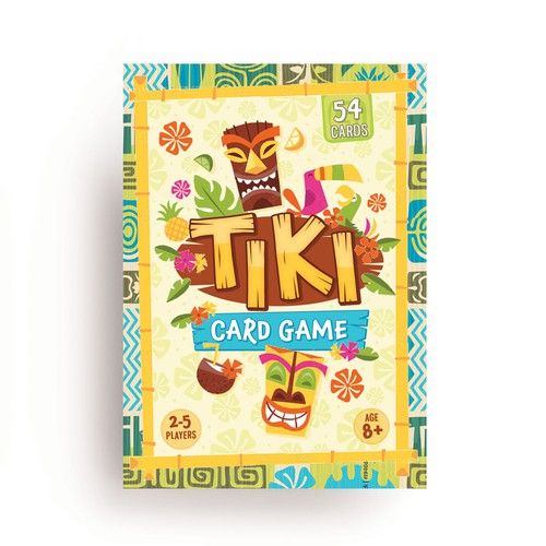 Playful and Colourful Tiki Card Box game