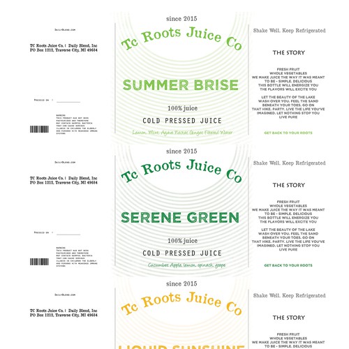 Create a bottle label for juice company