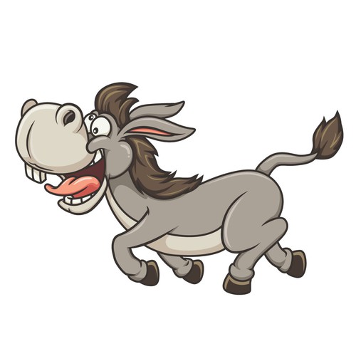 Goofy Donkey Cartoon Character for Pure Donkey