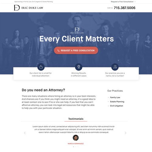 Landing page for Law Firm