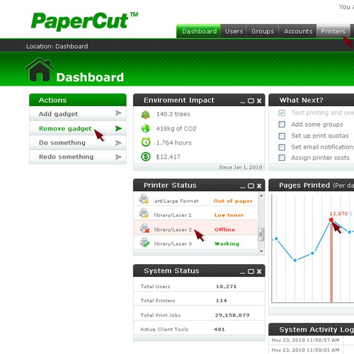 Web application dashboard page (improving existing style)