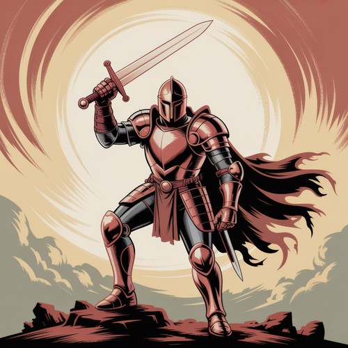 Knight with Sword Illustration